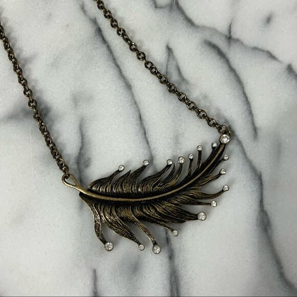 Long Leaf Statement Necklace - Picture 2 of 3